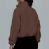 欧美外贸跨境亚马逊独立站2023新款女装秋冬宽松立领开衫拉链卫衣