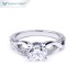Tianyu Gems wide band 1ct moissanite single stone setting white gold ring moissanite wedding ring for women