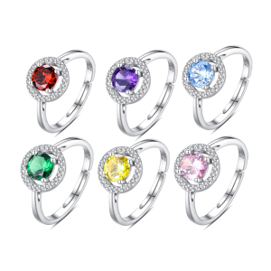 Merryshine 925 sterling silver jewelry women stackable adjustable ruby heart eternity 12 birthstone rings