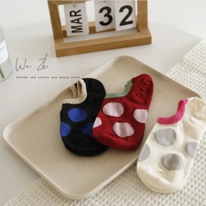 Wholesale Summer Polka Dot Invisible Boat Socks Korean Novelty No Show Socks For Women