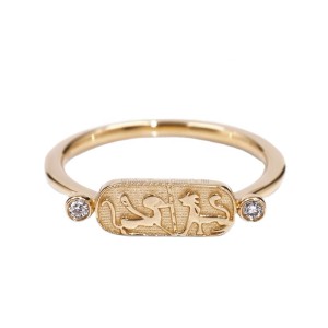 Tianyu gems 10k 14k yellow gold Signet Ring Women Gold Lions Ring