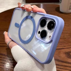 High Quality Colorful Matte Silicone Frame Clear PC Magnetic Phone Case For Magsafe Wireless Charging For Iphone 14 Pro Max 13