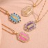 Valentine's Day Jewelry Shining Zircon Virgin Mary Enamel Necklace Gold Plated Jewelry Stainless Steel Pendant Necklace