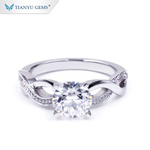 Tianyu circular design customization round cut 1ct moissanite engagement wedding 14k 18k mossanite custom gold rings for women