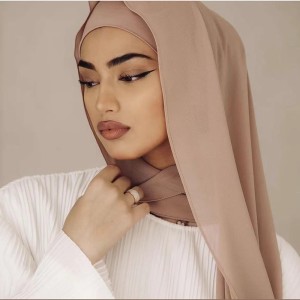 Wholesale High Quality Islamic Plain Georgette Shawls Muslim chiffon Hijab Solid Color Heavy Chiffon Hijab Headscarf Wraps