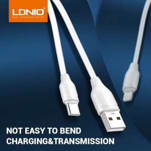 LDNIO LS372 Factory Price USB Cable 2 Meter Charging Data Transfer USB Charger 2.1A Fast Chagrging Data Cable