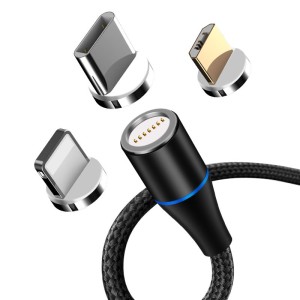 Factory Price Phone Magnetic USB Cable Charger 1M 2M 3 in 1 Fast Charging Data Cable LED Magnetic Phone Charger USB Cables